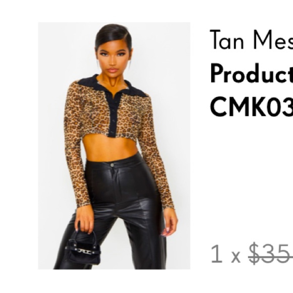 90s Tan Mesh Leopard Crop Top